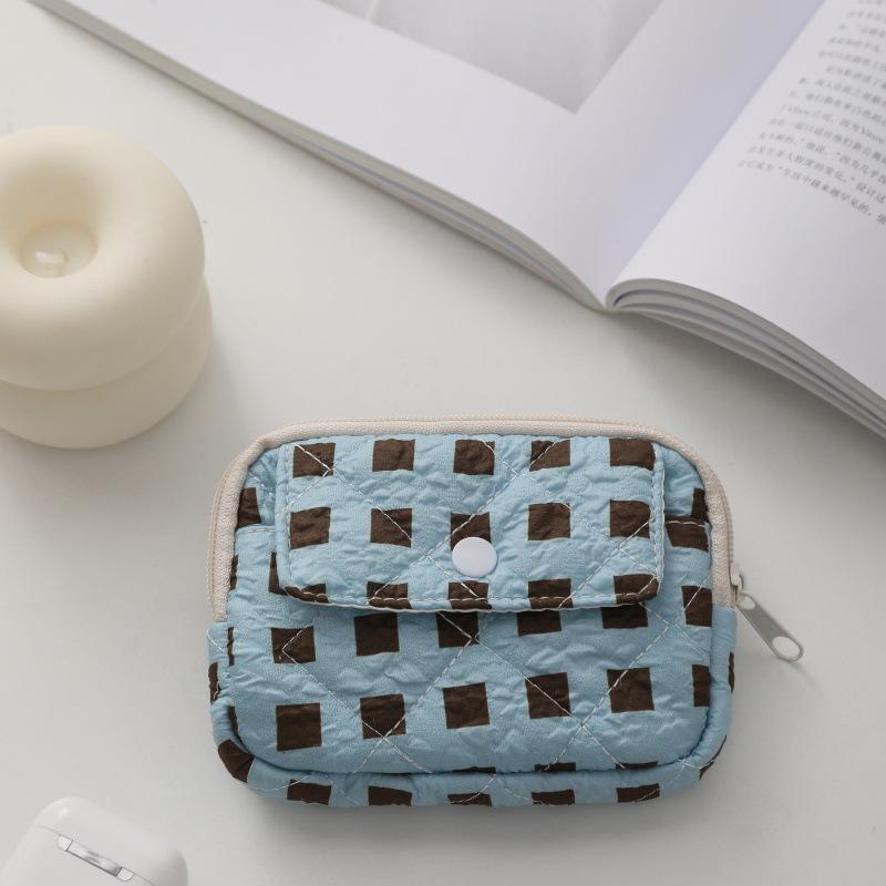 Striped Polka Dot Quilted Cotton Mini Coin and Makeup Purse
