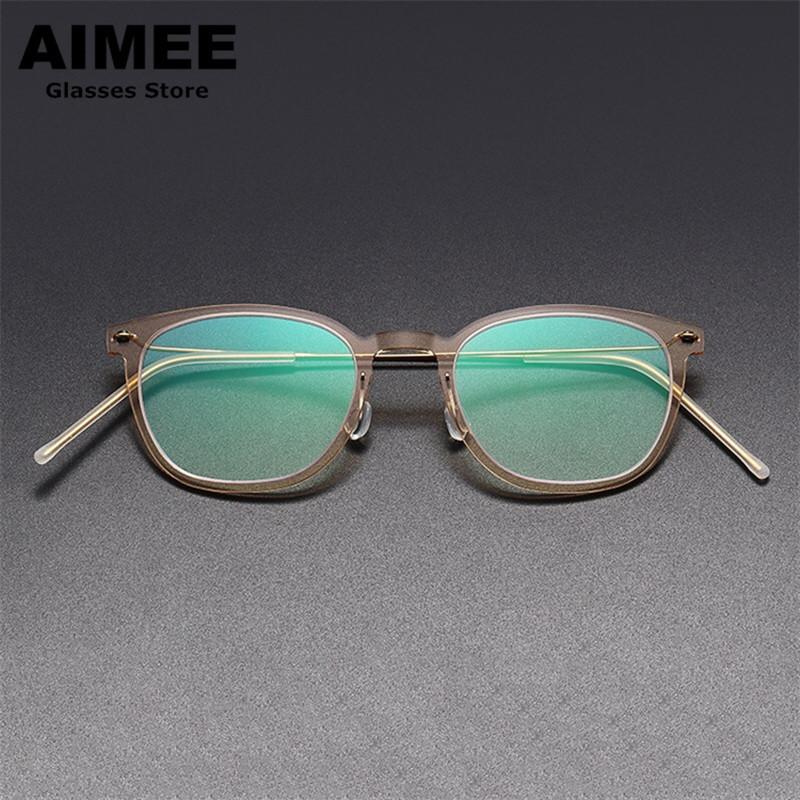 Denmark Brand Screwless Titanium Glasses Frame Men Retro Square Ultralight Eyeglasses Women High Quality Spectacles Frames 6609