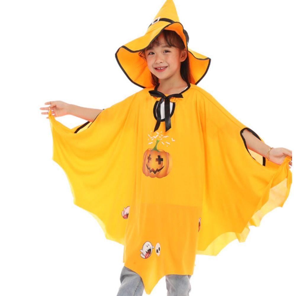 with Hat Children's Ghost Cloak Pumpkin Party Costume Fashion Halloween Cloak  Kids
