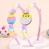 2Pcs Rabbit Fur Ball Headband Cute Rainbow Cartoon Unicorn Bow Hair Bands For Girls Children Kids Diadem Headdress Accessories