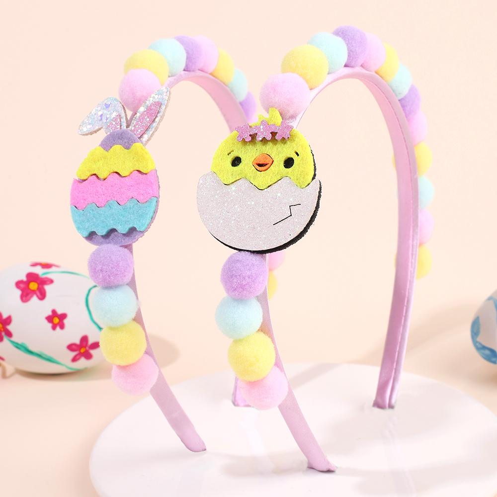 2Pcs Rabbit Fur Ball Headband Cute Rainbow Cartoon Unicorn Bow Hair Bands For Girls Children Kids Diadem Headdress Accessories