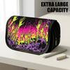 1pc Large Capacity Thickened Oxford Pencil Case Suitable for School & Office, Portable Flip Top Double Zipper Bag with Glowing Hands Skulls Purple Des