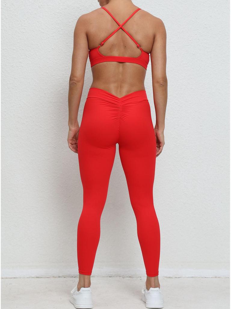 European & American Shockproof Sports Bra Set: Yoga, Running, Large Bust Support, Women's Fitness Beauty Collection