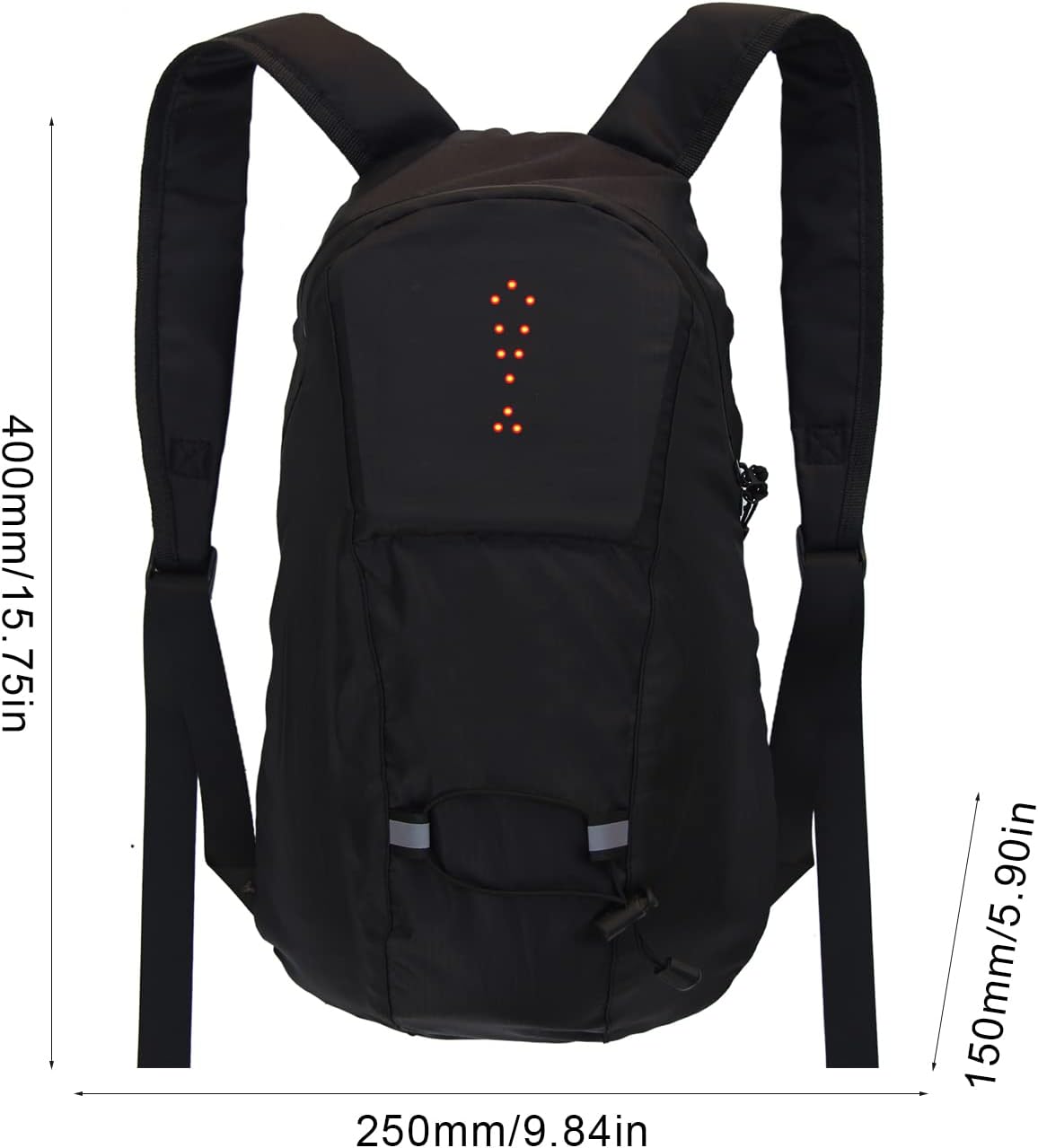 

LED reflective dual-wheel bicycle bag 15L USB rechargeable safety bag for bicycles with light signal operation (black) чёрный