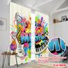 Set Of 2 Flat Printing Curtains Vibrant Music Festival Graphic Polyester Without Electricity Party Decorations Perfect Curtain