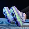 28-38 Children's Plus Size Two Wheels Disassembled Into Flat Sports Shoes LED Illuminated Sports Shoes Children's Shoes Board Shoes