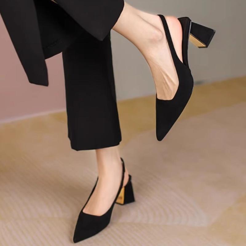 Black Sandals Women Summer New Fashion Women's Pointed Square Heel Sandals Pumps Women Shoes Office Dress Shoes Sexy High Shoes