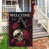 1pc, Happy Halloween Party Skull Crow Funny Decorative FlagDouble Sided Garden Flag, Courtyard Decoration, Outdoor Decoration, Lawn, Flag Only