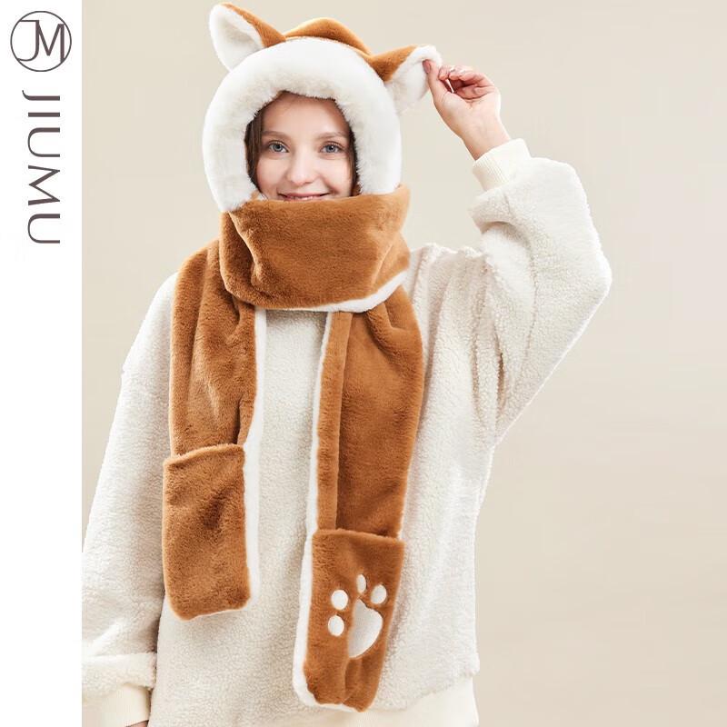 JIUMU Women's 3-in-1 Scarf, Hat, and Gloves Set