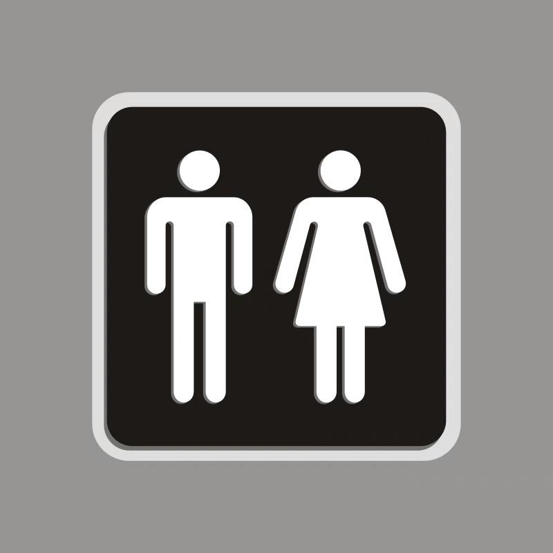 Black Toilet Sign Plate Acrylic  Wash RestrRoom Door Wall Label Sticker Wc Holder Signage Board Art Hotel Bathroom Decor