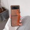 Lamb Pattern Leather Wristband Sticker Leather Folding Mobile Phone Case for Z Flip4/flip3/p50 Pocket