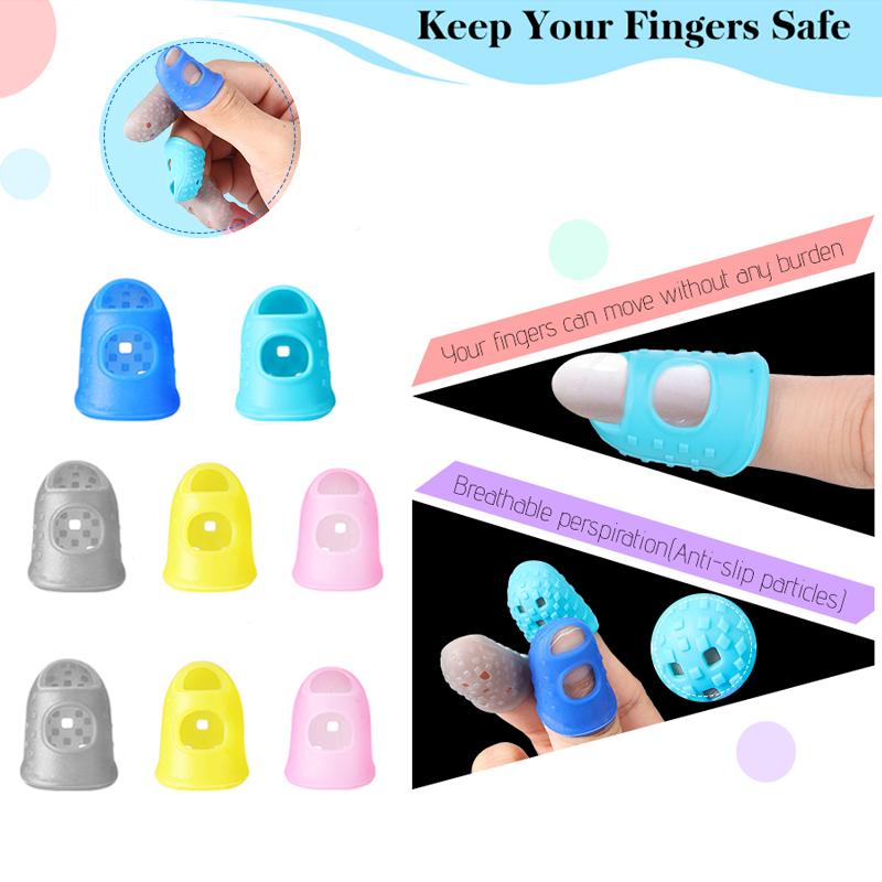 5/10Pcs Silicone Finger Sleeve Slip Antis-scalding Needle Flip Book Money Playing Piano Thimble Tip Hollowed Out Breathable