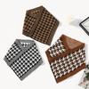 Korean Fashion Knitted Cotton Plaid Ring Scarf For Women Winter Warm Windproof Neck Protection Neck Cover Triangle Scarf