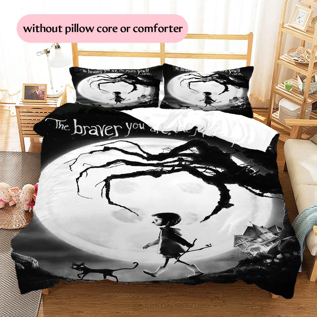 Coraline Jones Poster Pattern Bedding Home Decoration Birthday Gift ( 1 Duvet Cover + 2 Pillowcase, Without Core),fan Merchandise.