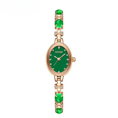 Light Luxury Niche Fashion Simple Small Green Disk High-end Chalcedony Bracelet Women's Waterproof Watch