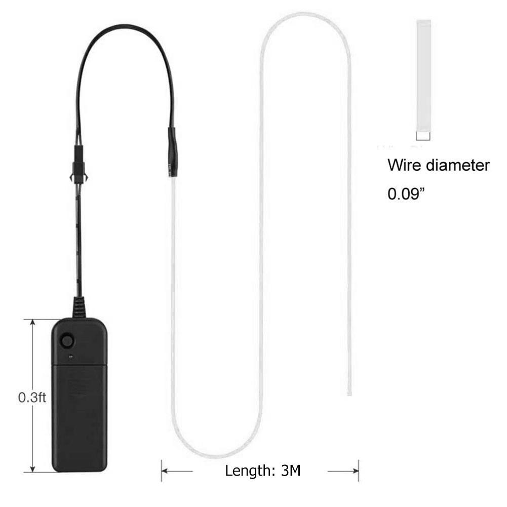 3M EL Wire Neon LED Strip Light AA Battery Powered DIY Lights Tube Rope For Halloween Christmas Festival Party Car Decoration