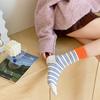 Korean Fashion Striped Socks for Women Spring Summer Soft Cotton Elastic Breathable Mid Tube Socks Girls Casual Socks