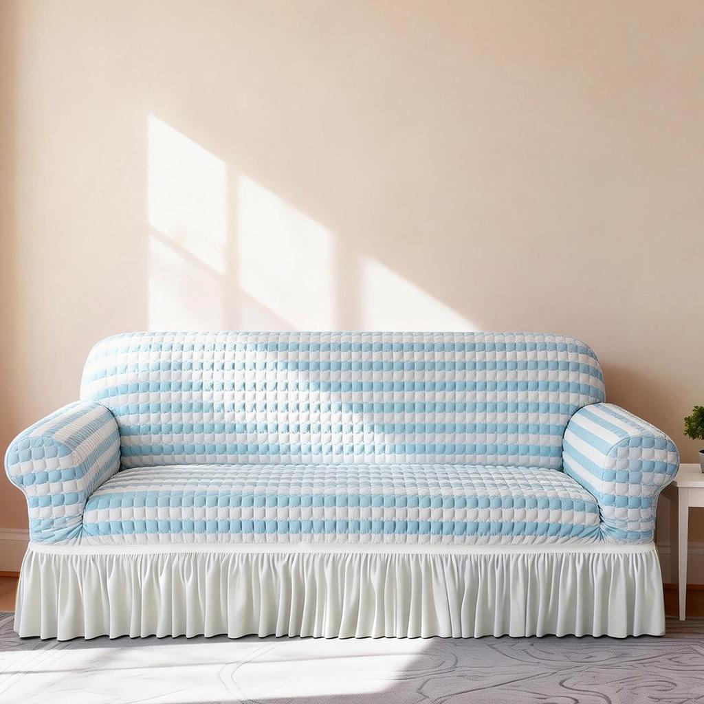 Marke Bird Koreanische Spitze Rüschen Bubble-Gaze Rutschfester Sofabezug, Vollständiger elastischer Wickel, Einfarbig, Koreanischer Stil.