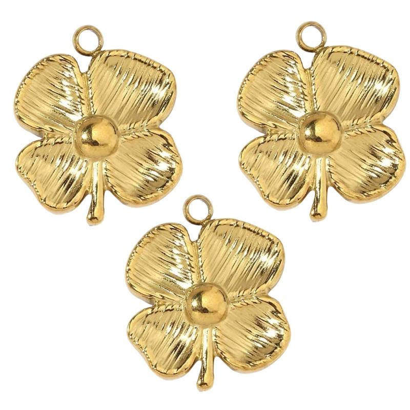 Large Flower Charm 3 Pieces Sturdy Stainless Steel Pendant Gold Plated Portable for Fashionable Women Stylish Outfits