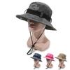 Outdoor Wide Brim Cotton Hat With Windproof Rope For Men And Women Summer Sun Protection