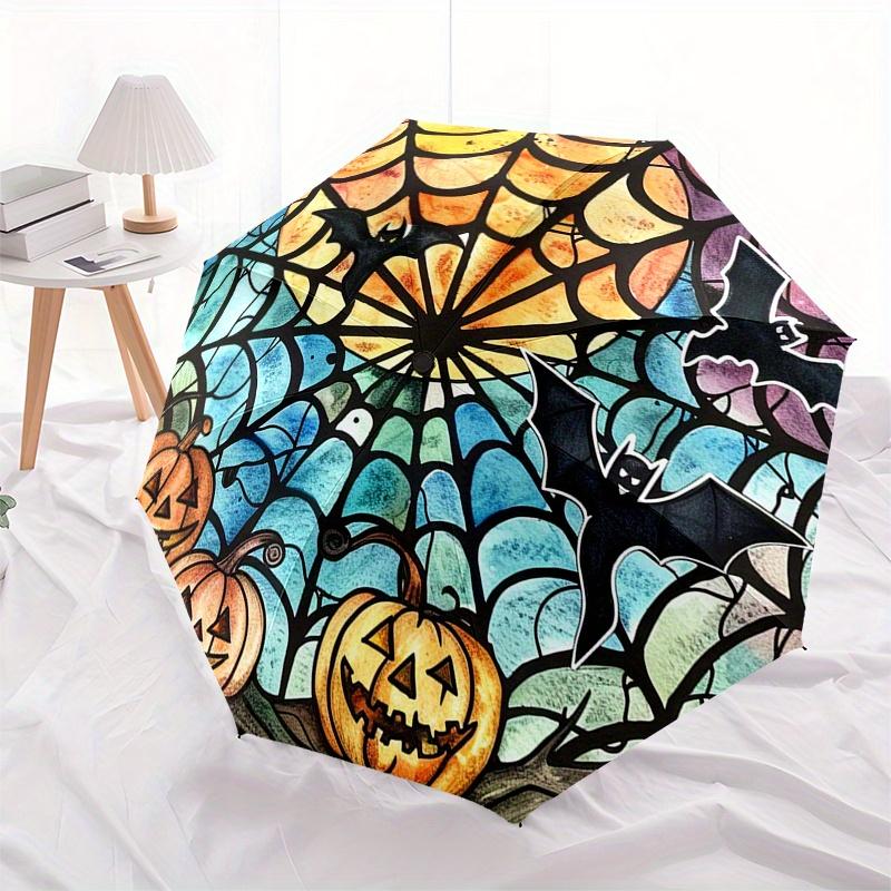 Halloween Buntes Regenschirm, Tragbarer 3-fach Kompakter Regenschirm, Weihnachtsgeschenk ES604