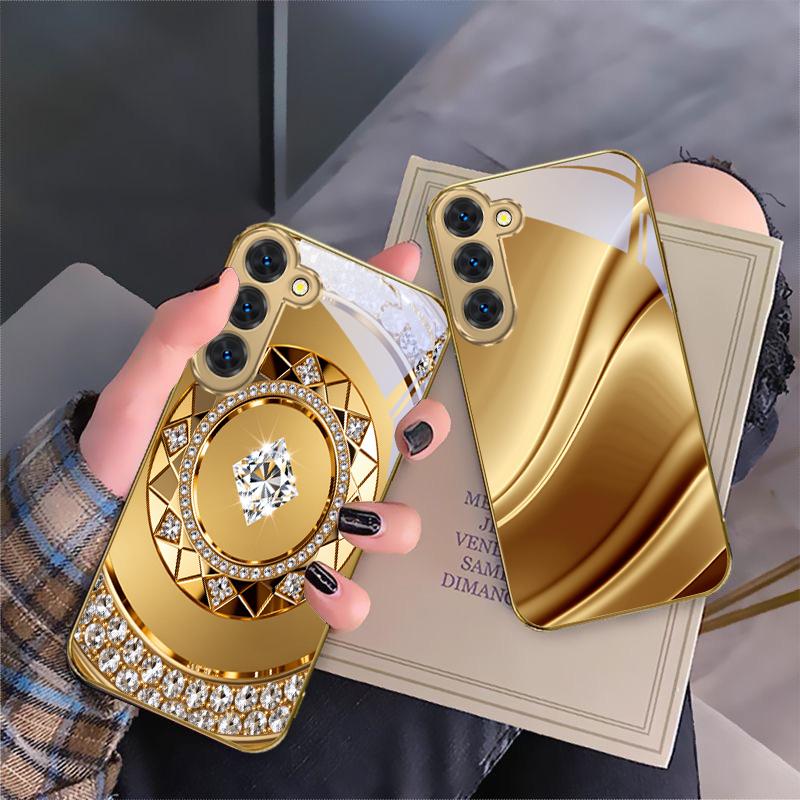 Golden horse sculpture For Samsung Galaxy S26 S20 FE S21 S22 S23 Plus S24 Ultra S25Ultra S21+ S22Plus Golden glass phone case