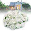 50PCS Simulation Rose Head Decorative Reusable Silk Fake Rose Flower for Wedding Party White