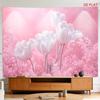 2D Flat - 2D Flat - A Tapestry Featuring a Large Or Small Design of White Tulips on a Pink Background, Characterized by Its Delicate And Dreamy Appear