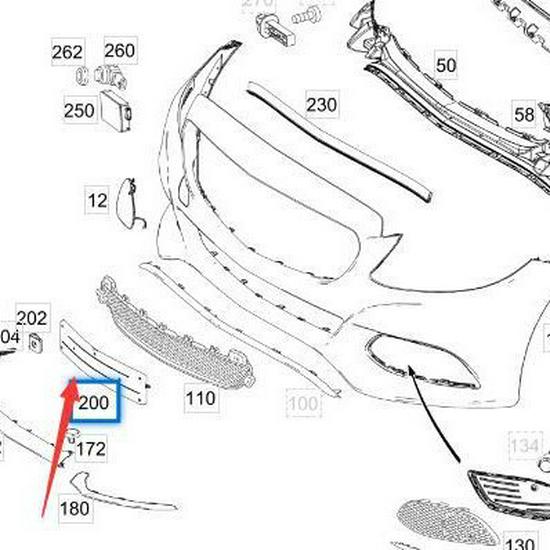 2058804900 Front License Plate Bracket for Mercedes-Benz W205 C-Class Sedan