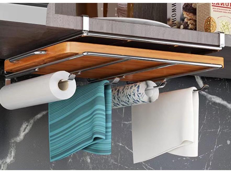 

Кухонный органайзер из нержавеющей стали: Подставка для крышек и разделочных досок с многофункциональной полкой для шкафа или офисного стола.