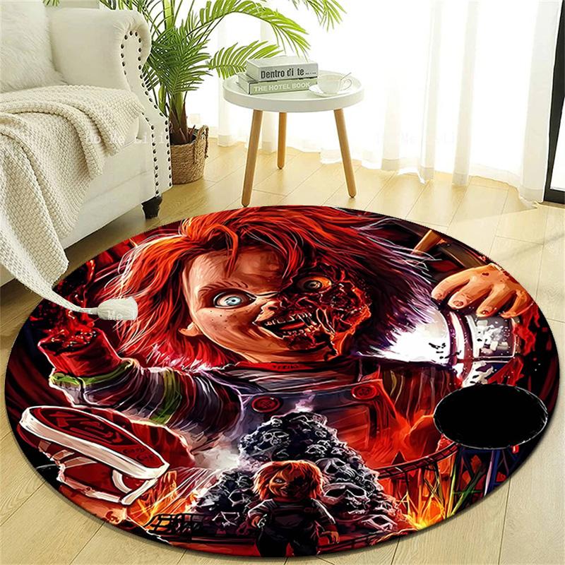 1pc Chucky1 Design Printed Area Round Carpet for Bedroom Living Room Home Decor Rugs Mat Non Slip Mat Rug for Bedside