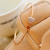 Women Girl Simple Style Gold Tone Rhinestone Love Heart Bangle Cuff Bracelet