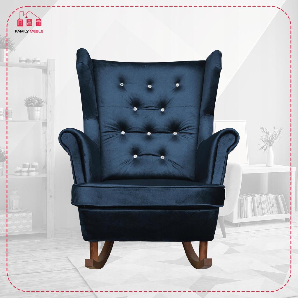 Diana Rocking Chair, Scandinavian, Family Meble, Navy Blue, Dark Blue