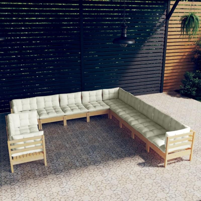 Day and Night - Day and Night Garden Furniture 11 Pieces and Cushions Solid Cream Pine Wood