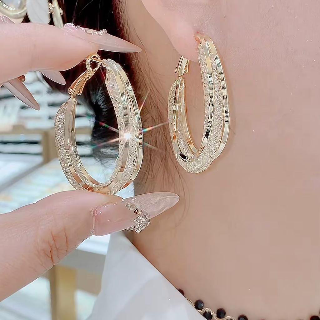 Large Circle Earrings, Women's Silver Exaggerated Earrings, Fashionable and Versatile, Trendy Ear Buckles, Temperament Ear Ring Accessories