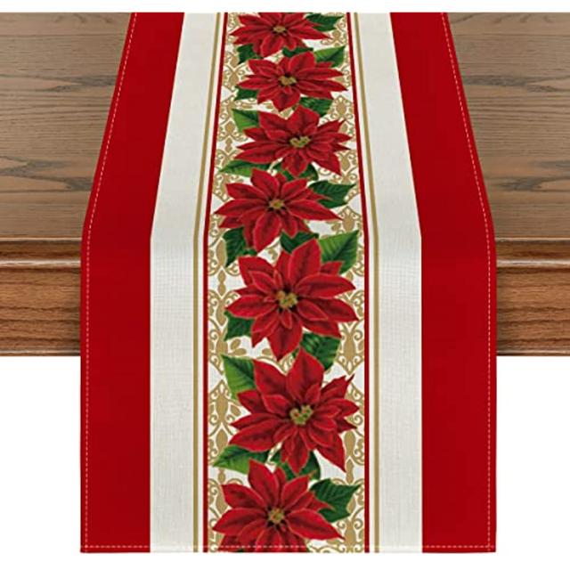 Vánoční hvězda Vánoční Běh na stůl Zimní Vánoční Sváteční dekorace kuchyňského stolu pro vnitřní venkovní dekorace na domácí párty