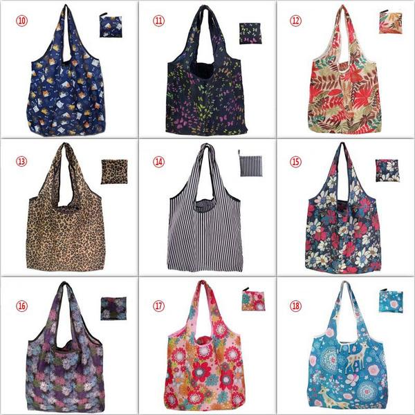 

Многоразовая складная полиэстеровая сумка-тоут Экологичная сумка для покупок Большая вместимость Сумки для продуктов Складная сумка для покупок 18