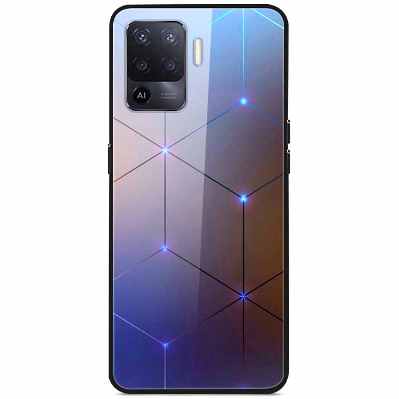 Tempered Glass Case For Oppo Reno5 Lite Hard Back Cover for Oppo Reno 5 Lite Luxury Painted Reno5Lite Funda 6.43'' Shockproof