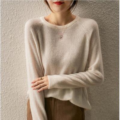 Herbst und Winter Damen Pullover Strickpullover Langarm Pullover Rundhals Loose Tide Dünnschnitt Altersreduzierung Bottoming Shirt