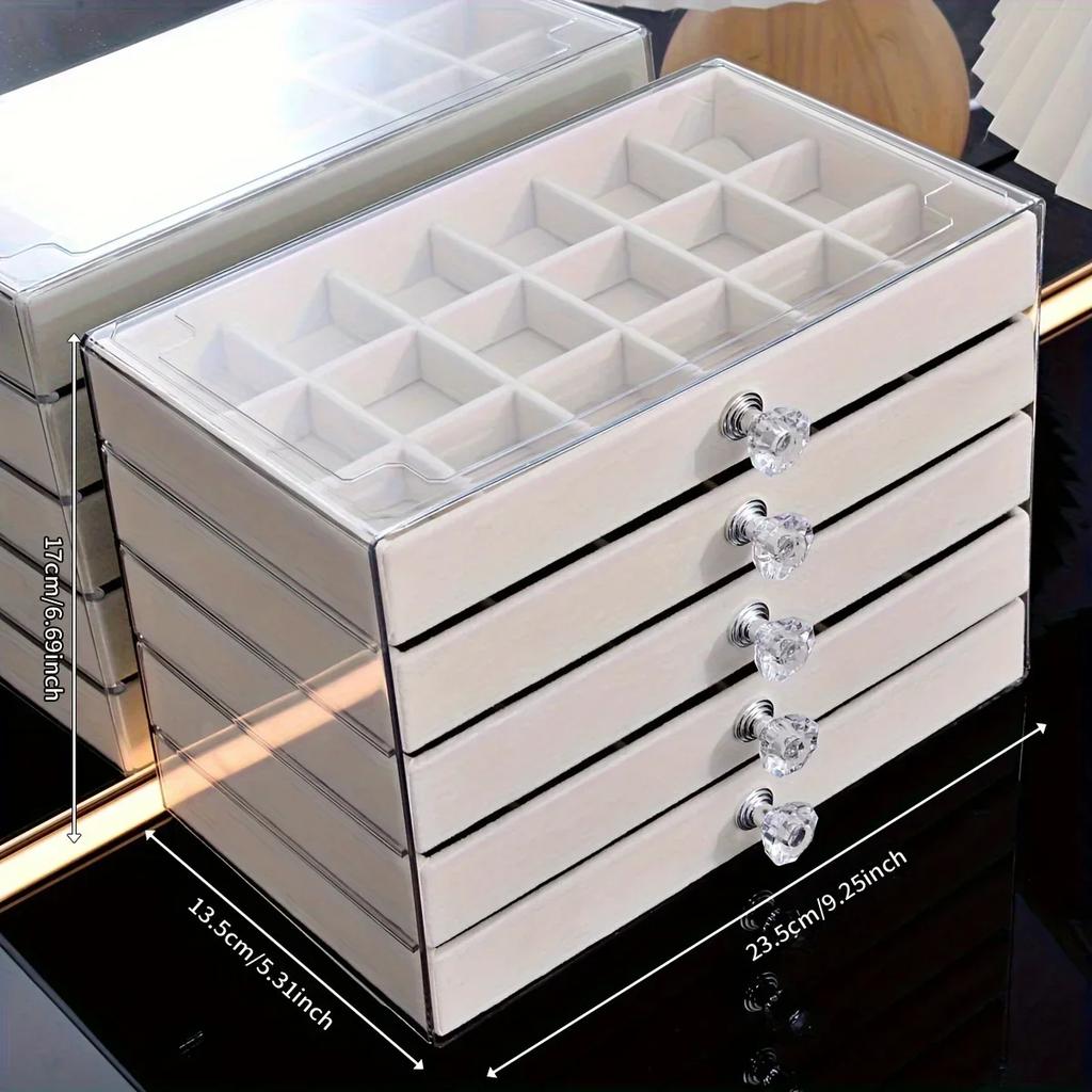 New Transparent Home Desktop 5-Tier Countertop Drawer Jewelry Box Storage Box Earring Storage Box, Jewelry Boxes
