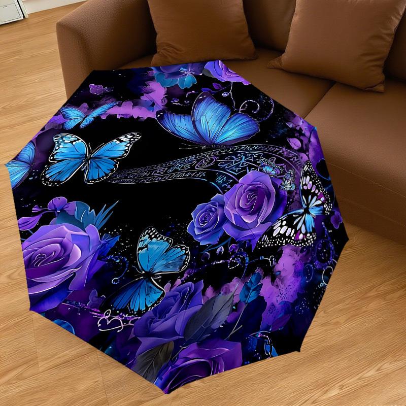 1PC Butterflies Flowers Umbrella-8-Rib Reinforced Portable Folding Travel Suitable for All Seasons Outdoor Daily Use Is an Ideal Choice -K0387