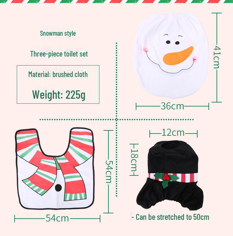 Ensemble de toilette de dessin animé de Noël: Housse de protection pour bonhomme de neige, elfe et cerf avec repose-pieds