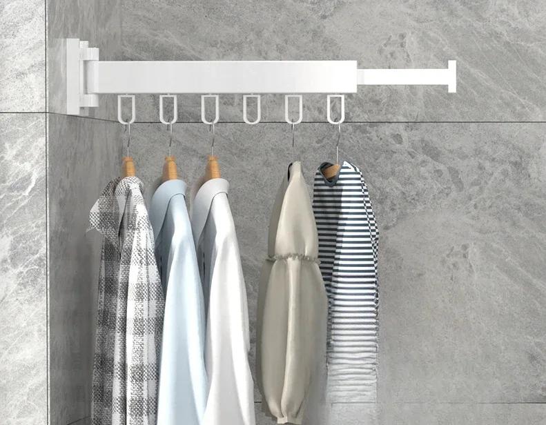 Складная вешалка для одежды без перфорации алюминиевая выдвижная сушилка настенные органайзеры для белья на присосках для путешествий и дома 11880₽