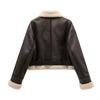 Women's Length Down Padded Leather Jacket Long Quilted Jacket With Removable Fur-Collar