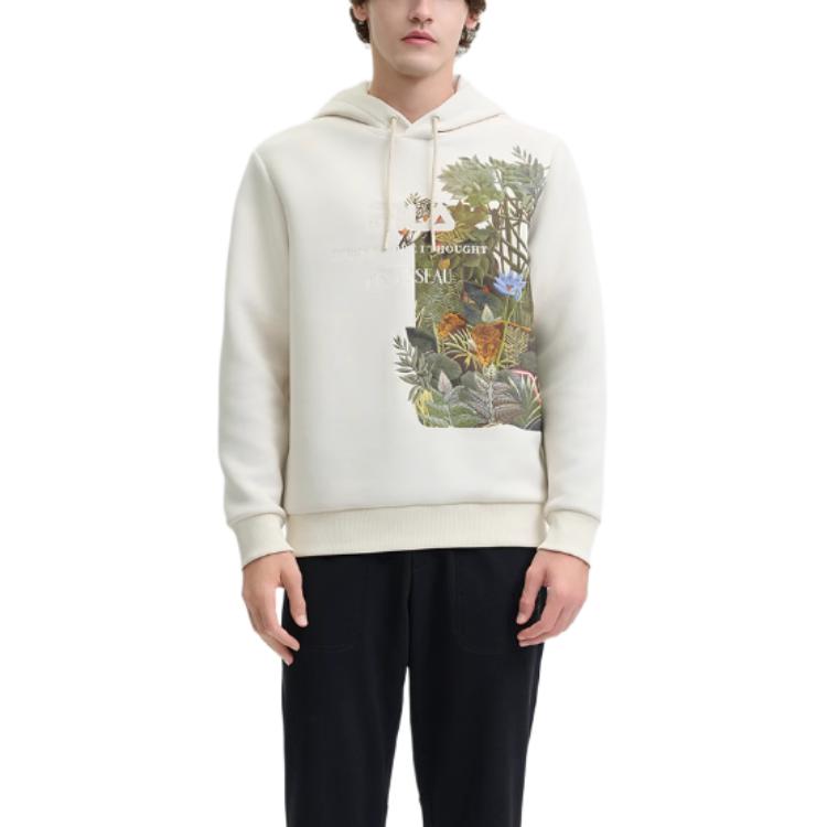 Fila X Rousseau Heritage Series Casual Comfortable Jungle Embroidered Hoodie Men Hoodies Lactose F11M448216F-BG
