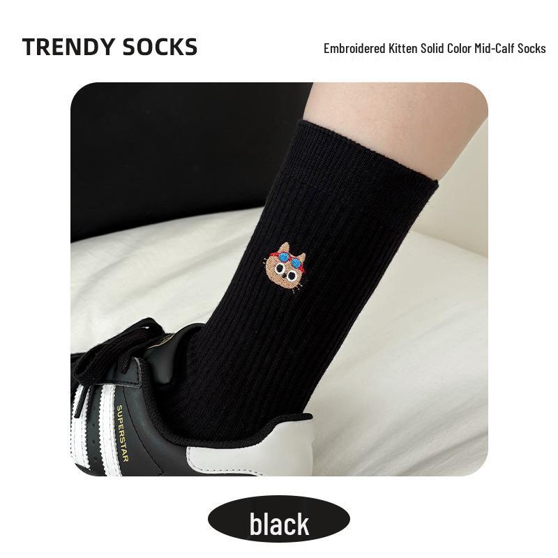 Autumn/Winter Women's Knee-High Pile Socks - Trendy Mid-Calf, Boneless Cotton