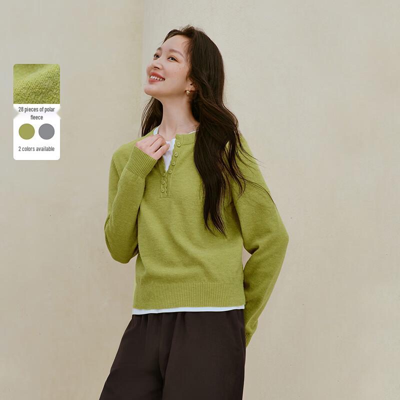 INMAN Women s Henley Knit Top with Arctic Fleece XL