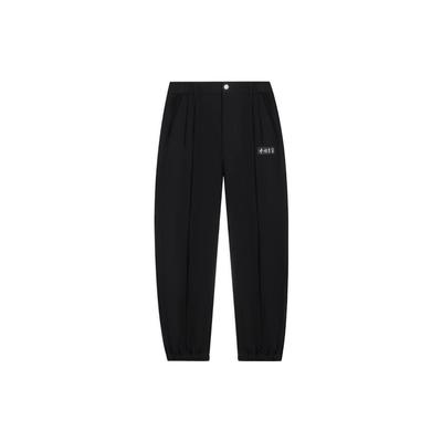 Li Ning Chinese Character Logo Solid Color Loose Sports Pants Women Pants Black AKXSB38-2
