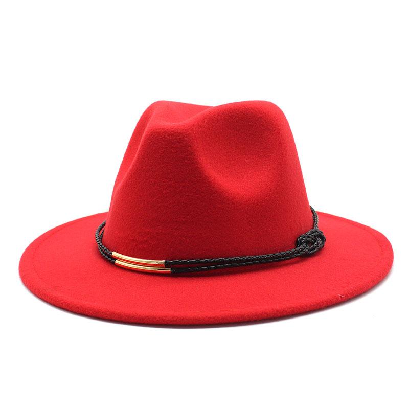 Hat Men'S And Women'S Jazz Hat Quarterly British Retro Belt White Top Hat Woolen Gentleman'S Hat