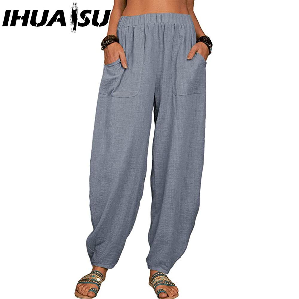 

IHUASU Women s Fashion Casual Solid Color Print Pants & Capris XXXXL серый